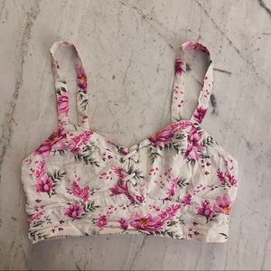 Forever 21 floral lace up crop top